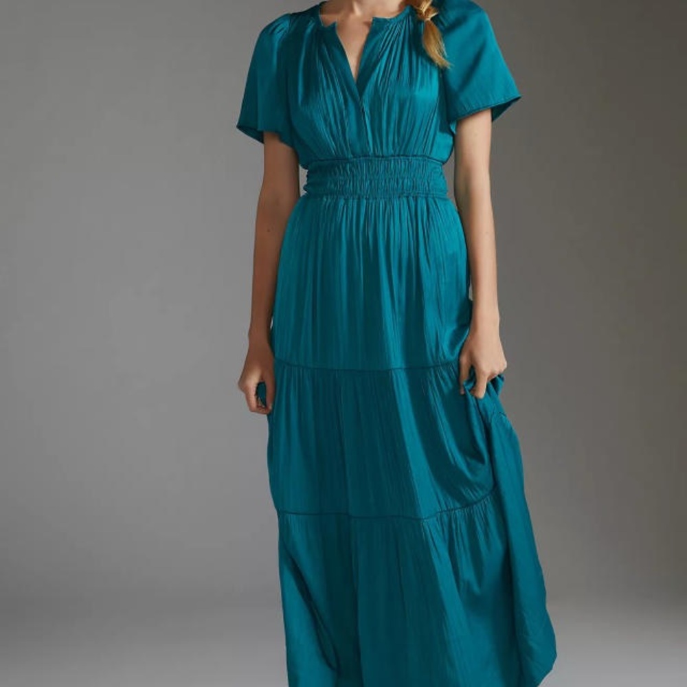 Anthropologie Somerset Elegant Teal Maxi Dress